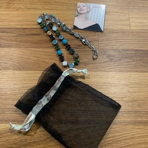 Sabika necklace neutral with turquoises.